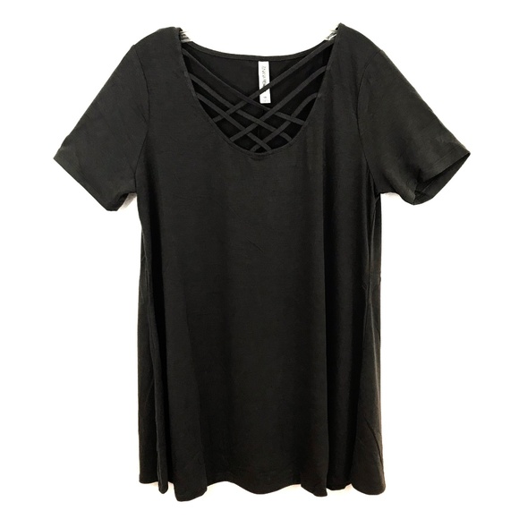 NEW Cage Criss Cross Neck Tunic Top Tee swing - Picture 2 of 4